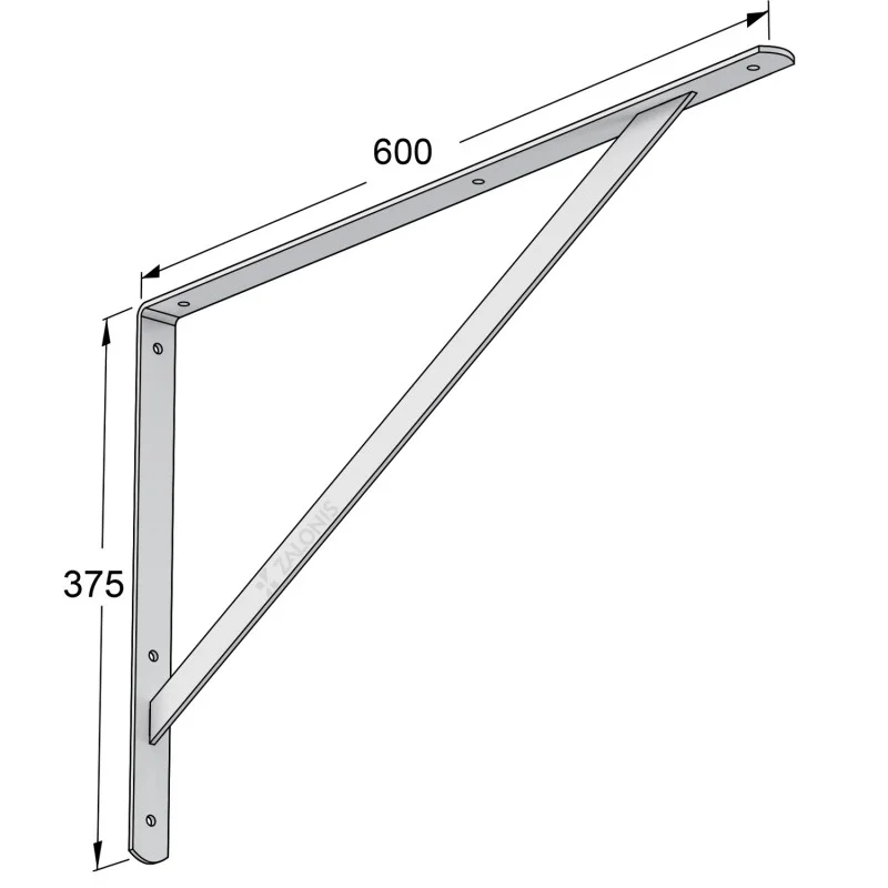 ΓΩΝΙΑ Β.Τ. 600x375mm / 150kg / ΛΕΥΚΟ ΓΩΝΙΕΣ ΡΑΦΙΩΝ ΒΑΡΕΩΣ ΤΥΠΟΥ