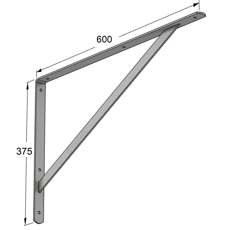 ΓΩΝΙΑ Β.Τ. 600x375mm / 150kg / ΓΚΡΙ ΓΩΝΙΕΣ ΡΑΦΙΩΝ ΒΑΡΕΩΣ ΤΥΠΟΥ