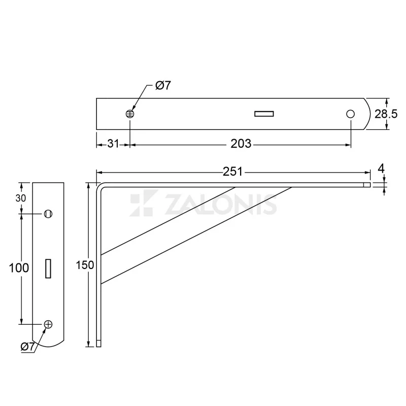 ΓΩΝΙΑ Β.Τ. 250x150mm / 320kg / ΜΑΥΡΟ