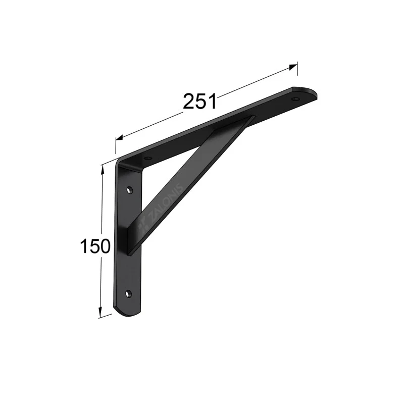 ΓΩΝΙΑ Β.Τ. 250x150mm / 320kg / ΜΑΥΡΟ