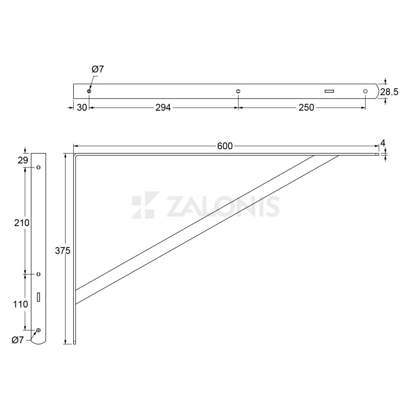 ΓΩΝΙΑ Β.Τ. 600x375mm / 150kg / ΜΑΥΡΟ ΓΩΝΙΕΣ ΡΑΦΙΩΝ ΒΑΡΕΩΣ ΤΥΠΟΥ
