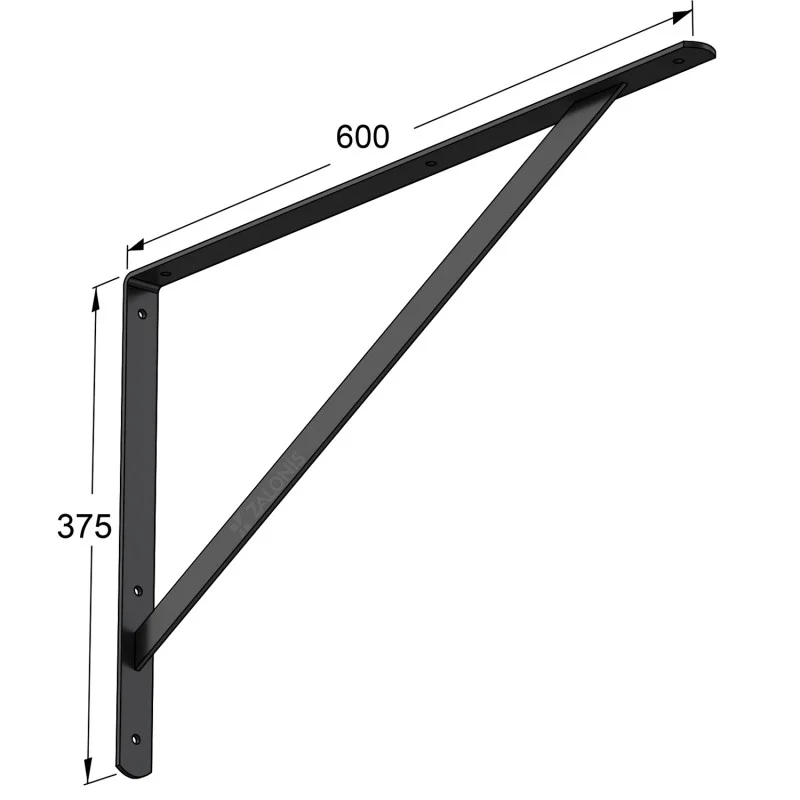 ΓΩΝΙΑ Β.Τ. 600x375mm / 150kg / ΜΑΥΡΟ ΓΩΝΙΕΣ ΡΑΦΙΩΝ ΒΑΡΕΩΣ ΤΥΠΟΥ