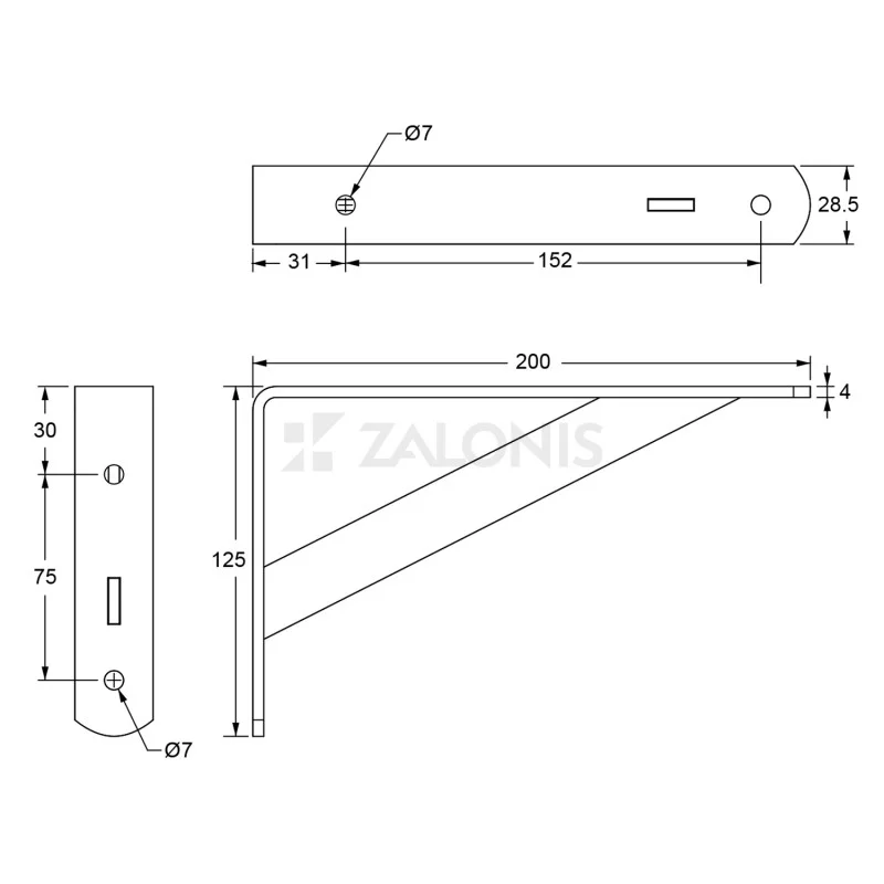 ΓΩΝΙΑ Β.Τ. 200x125mm / 320kg / ΜΑΥΡΟ