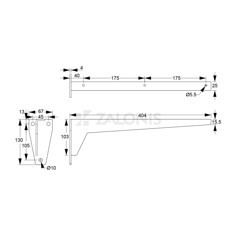 ΓΩΝΙΑ Β.Τ. m.380 / 404x130mm / 150kg/ΖΕΥΓΑΡΙ / ΓΚΡΙ