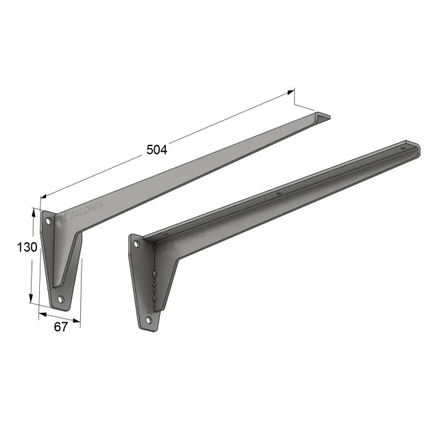 ΓΩΝΙΑ Β.Τ. m.380 / 504x130mm / 150kg/ΖΕΥΓΑΡΙ / ΓΚΡΙ