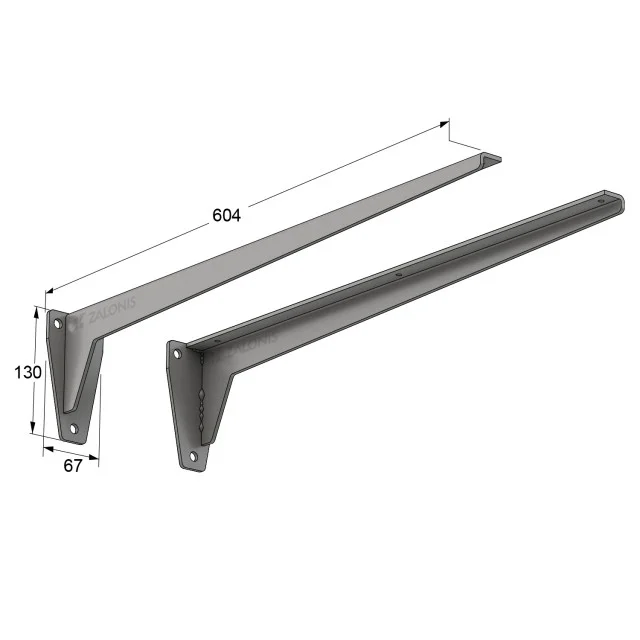 ΓΩΝΙΑ Β.Τ. m.380 / 604x130mm  / 150kg/ΖΕΥΓΑΡΙ / ΓΚΡΙ