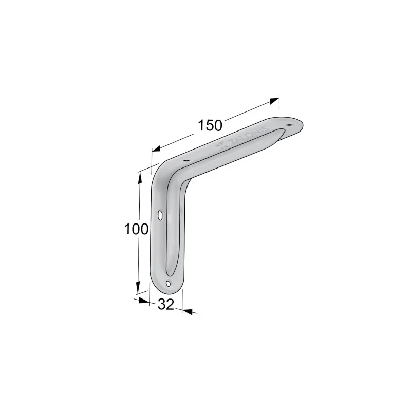 ΓΩΝΙΑ ΡΑΦΙΟΥ ΜΕ ΝΕΥΡΟ m.108 / 150x100mm / 35Kg/ΖΕΥΓ / ΛΕΥΚΟ
