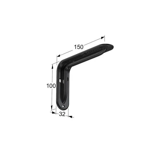 ΓΩΝΙΑ ΡΑΦΙΟΥ ΜΕ ΝΕΥΡΟ m.108 / 150x100mm / 35Kg/ΖΕΥΓ / ΜΑΥΡΟ
