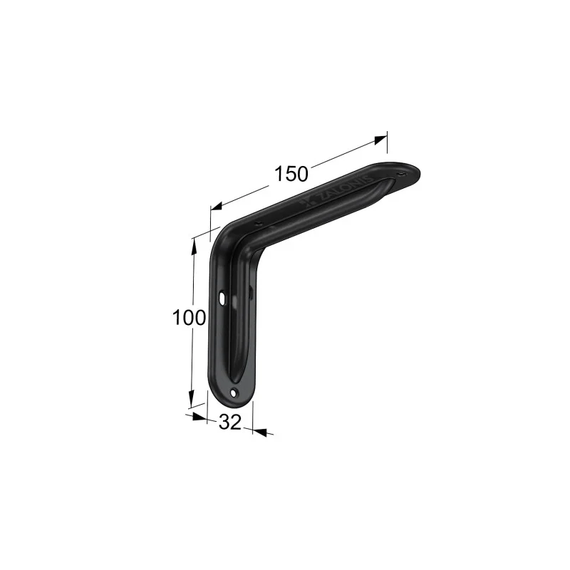 ΓΩΝΙΑ ΡΑΦΙΟΥ ΜΕ ΝΕΥΡΟ m.108 / 150x100mm / 35Kg/ΖΕΥΓ / ΜΑΥΡΟ