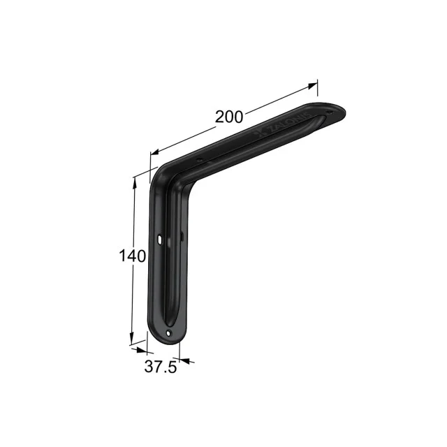 ΓΩΝΙΑ ΡΑΦΙΟΥ ΜΕ ΝΕΥΡΟ m.108 / 200x140mm / 35Kg/ΖΕΥΓ / ΜΑΥΡΟ