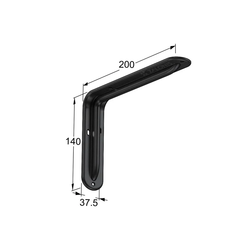 ΓΩΝΙΑ ΡΑΦΙΟΥ ΜΕ ΝΕΥΡΟ m.108 / 200x140mm / 35Kg/ΖΕΥΓ / ΜΑΥΡΟ