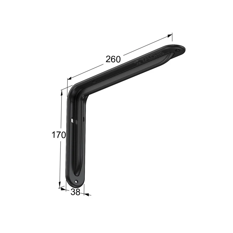 ΓΩΝΙΑ ΡΑΦΙΟΥ ΜΕ ΝΕΥΡΟ m.108 / 260x170mm / 40Kg/ΖΕΥΓ / ΜΑΥΡΟ