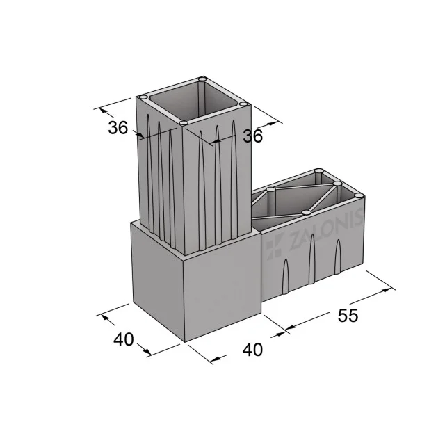 ΔΙΠΛΟΣ ΣΥΝΔΕΣΜΟΣ 40x40 / ΓΚΡΙ