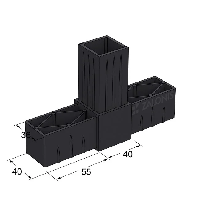 ΤΡΙΠΛΟΣ ΣΥΝΔΕΣΜΟΣ ΤΥΠΟΥ Τ 40x40 / ΜΑΥΡΟ