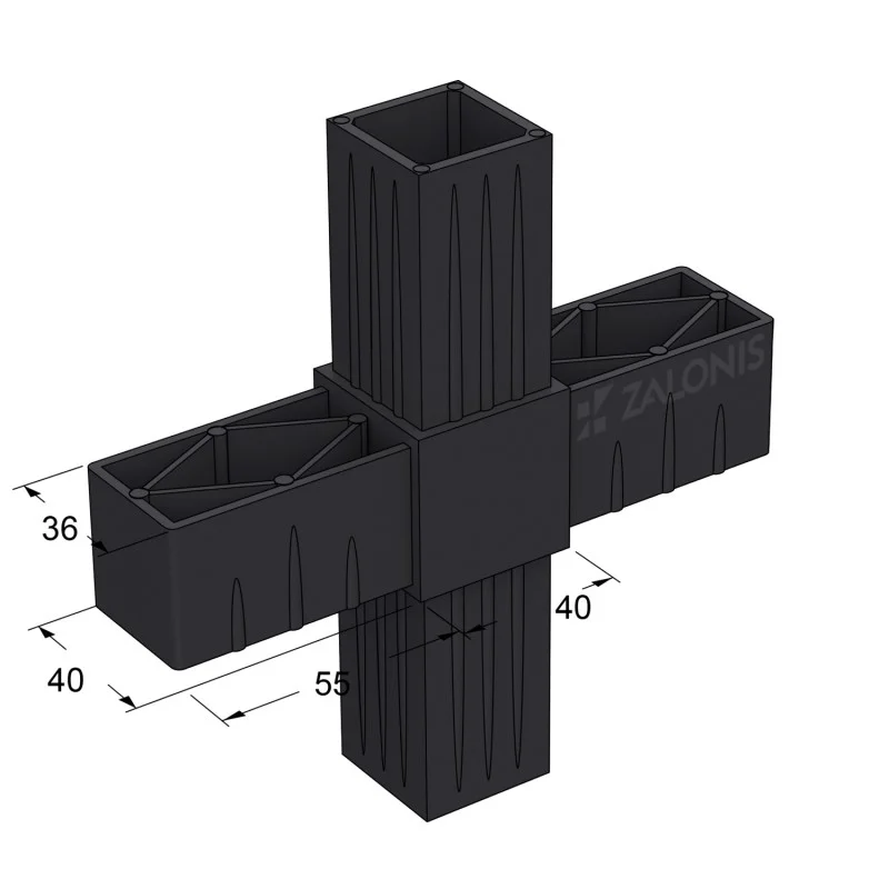 ΤΕΤΡΑΠΛΟΣ ΣΥΝΔΕΣΜΟΣ ΣΤΑΥΡΟΣ 40x40 / ΜΑΥΡΟ