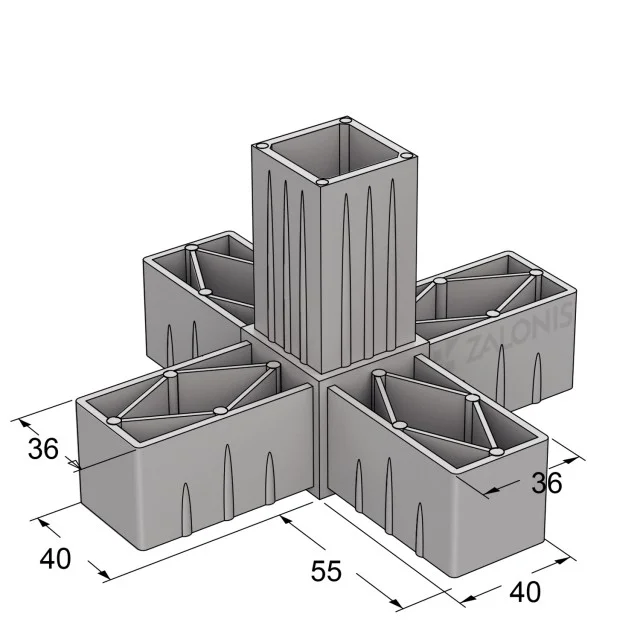 ΠΕΝΤΑΠΛΟΣ ΣΥΝΔΕΣΜΟΣ 40x40 / ΓΚΡΙ