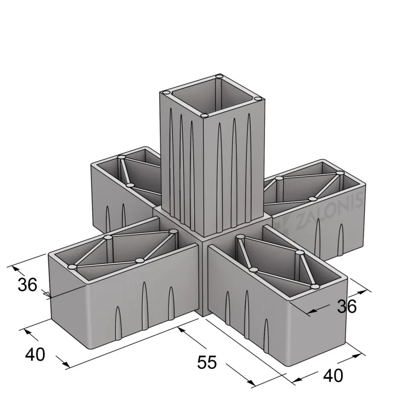 ΠΕΝΤΑΠΛΟΣ ΣΥΝΔΕΣΜΟΣ 40x40 / ΓΚΡΙ